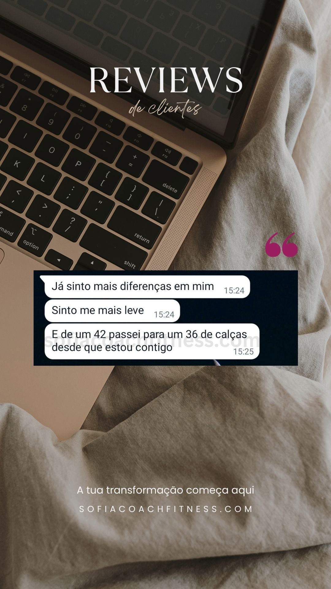 Feedback real de coaching fitness online com mudança corporal significativa